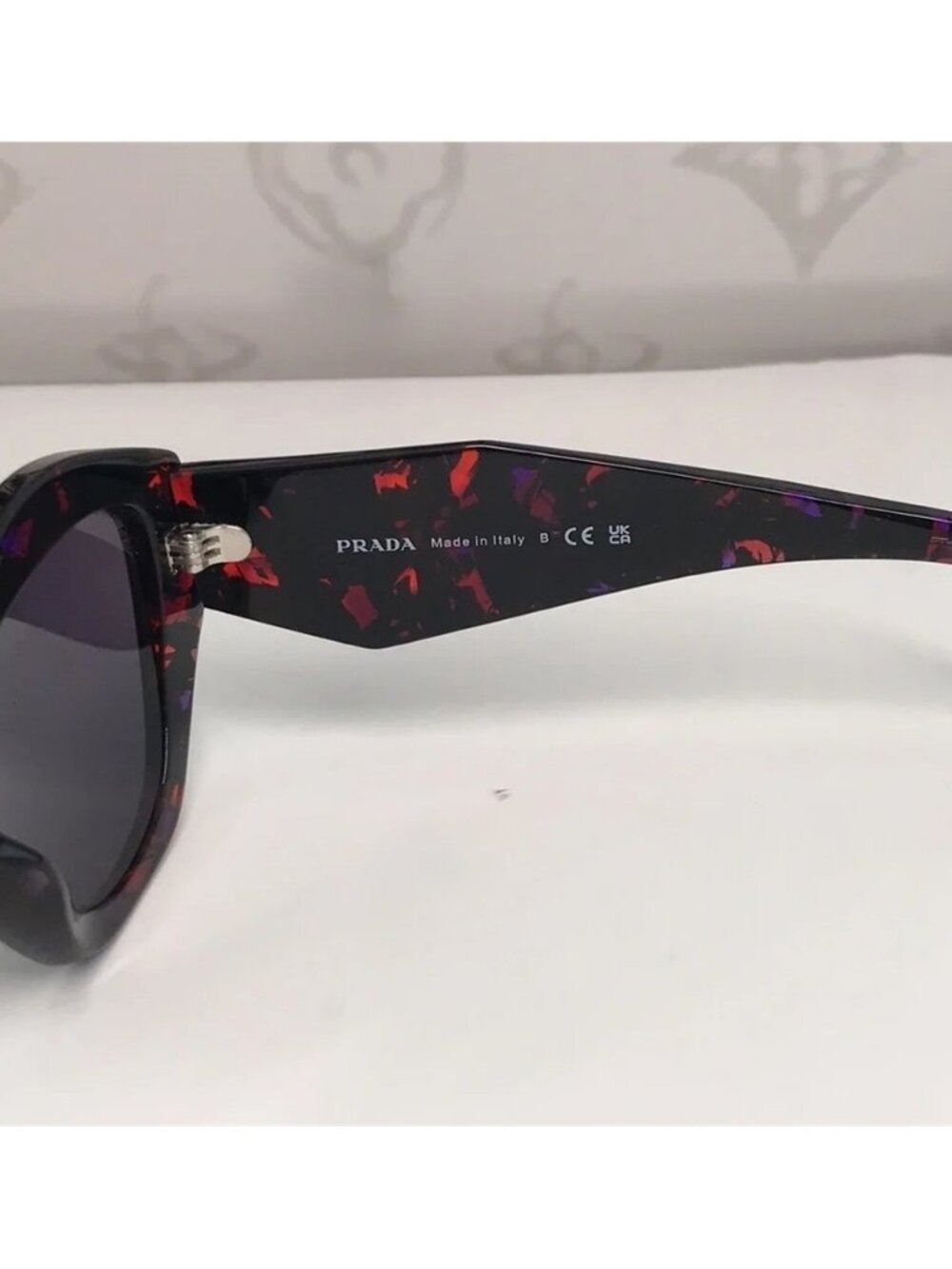 New Authentic Prada PR07YSF Women’s Sunglasses – Abstract Orange Frame / Violet - Picture 11 of 13